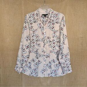 Banana republic Women’s Blouse Long Sleeve Floral Blossoms Peach White Black M